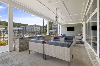 Summer kitchen pavilion with gas grills